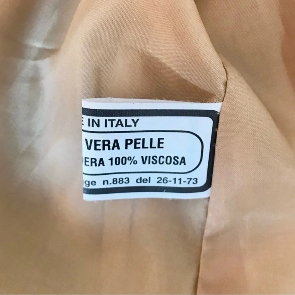 Vtg Women’s 44 10-12 Made in Italy Vera Pelle Tan Leather 4-Button Jacket in EUC - Picture 16 of 16